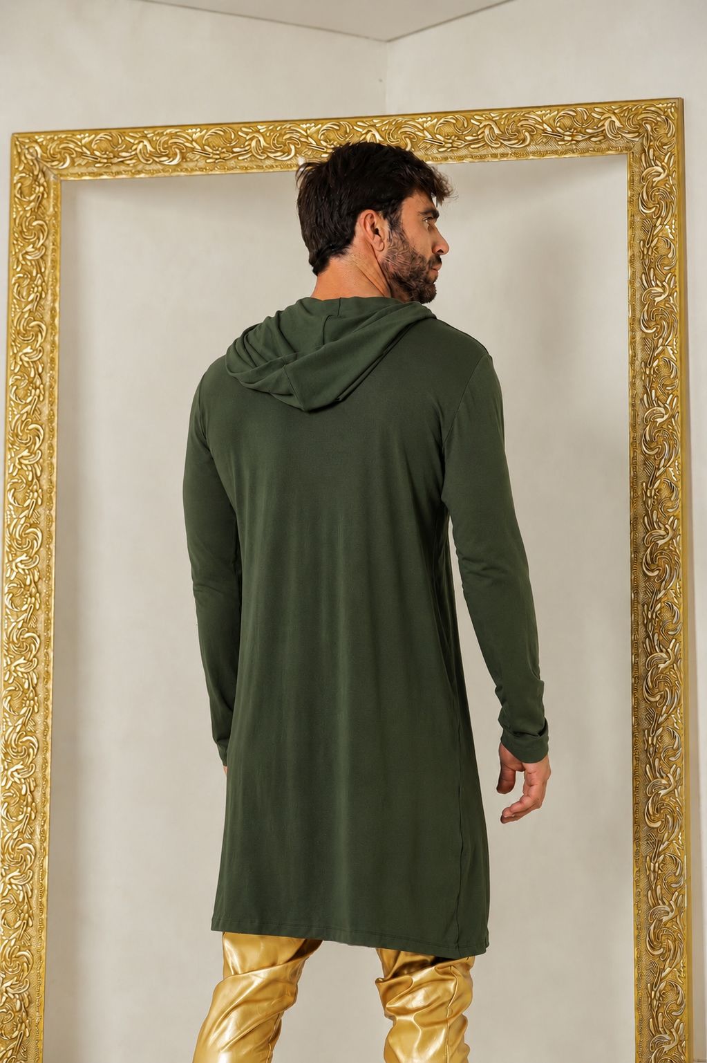 Cardigan Masculino em Viscolycra Preto com Capuz