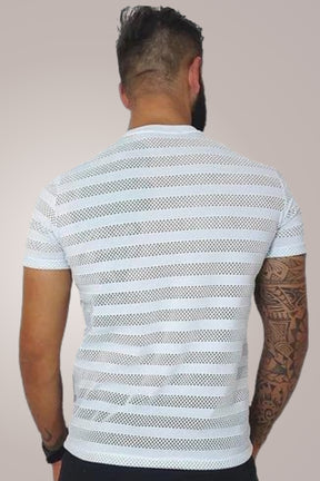 Camiseta Masculina em Malha Laise Listrado