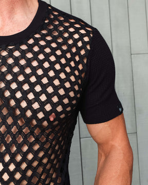 Camiseta Masculina em Viscolycra Metade Arrastão