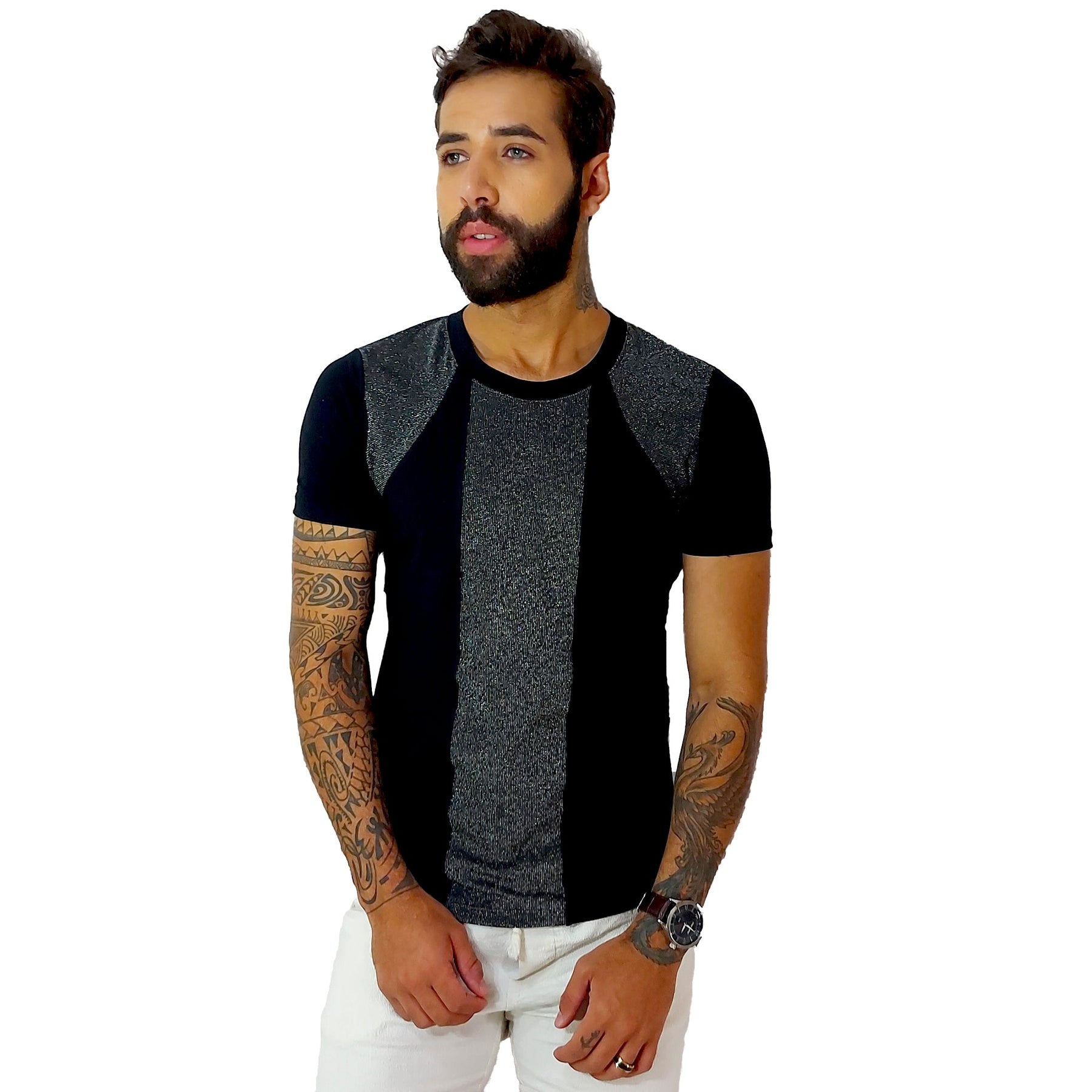 Camiseta Masculina em Viscolycra Detalhe Frente e Ombros