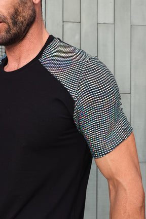 Camiseta Masculina em Viscolycra Mangas Paetê Brunella