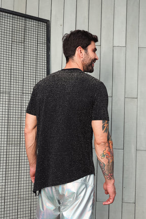 Camiseta Long Masculina em Lurex Detalhe em Viscolycra