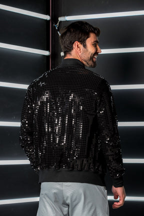 Jaqueta Masculina em Paetê Malha Texturizado