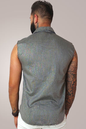 Camisa Masculina Modelo Machão Cinza Brilhoso