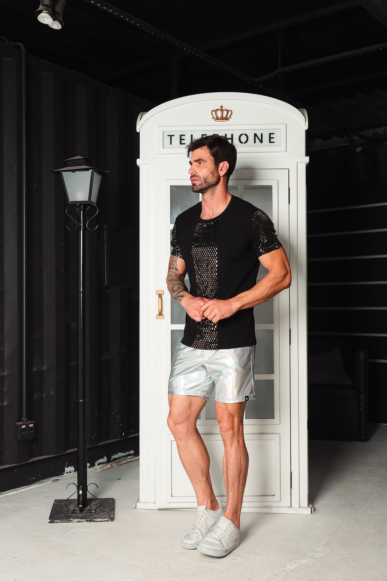 Camiseta Masculina em Viscolycra Det Paetê Brunella