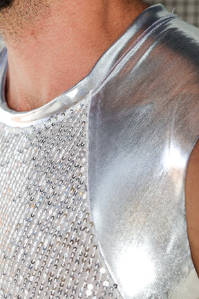 Regata Masculina Machão em Paetê Detalhe Ombro