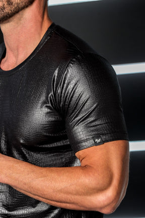 Camiseta Masculina em Cirrê Pele de Crocodilo