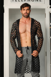 Cardigan Masculino em Arrastão Aberto