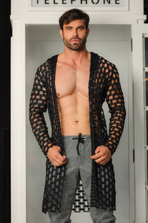 Cardigan Masculino em Arrastão Aberto