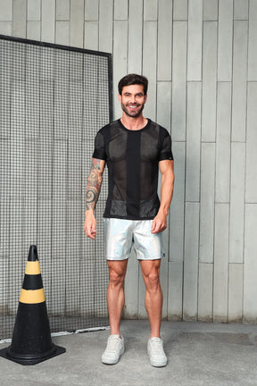 Camiseta Masculina em Tela Listrada