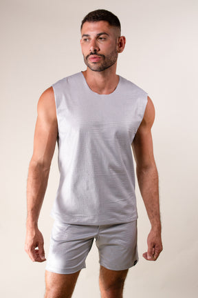 Conjunto Masculino em Cirrê Pele de Crocodilo Cinza Modelo Machão