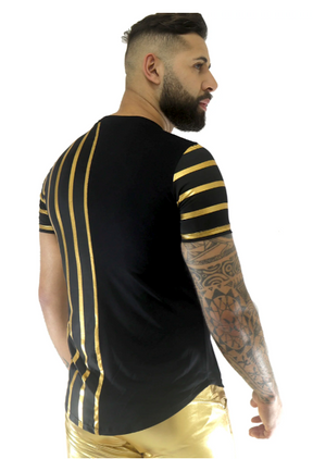 Camiseta Masculina Viscolycra com Barra Arredondada Dourado