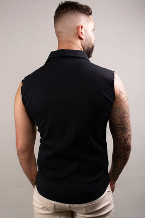 Camisa Masculina Modelo Machão Bengaline Metade Preto Bege