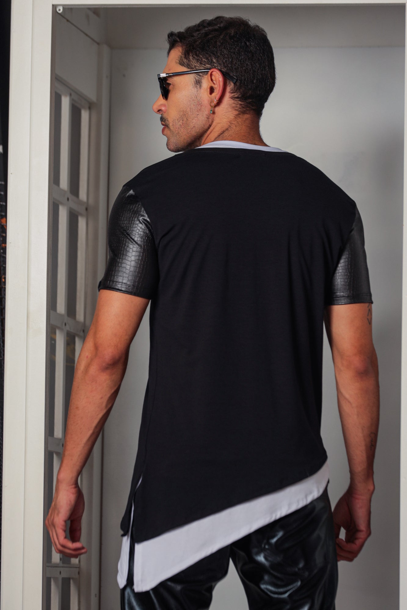 Camiseta Masculina Long Oversize Dupla Transversal