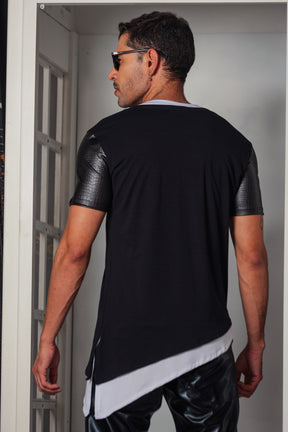 Camiseta Masculina Long Oversize Dupla Transversal