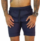 Bermuda Masculina Básica de Linho Barra Italiana