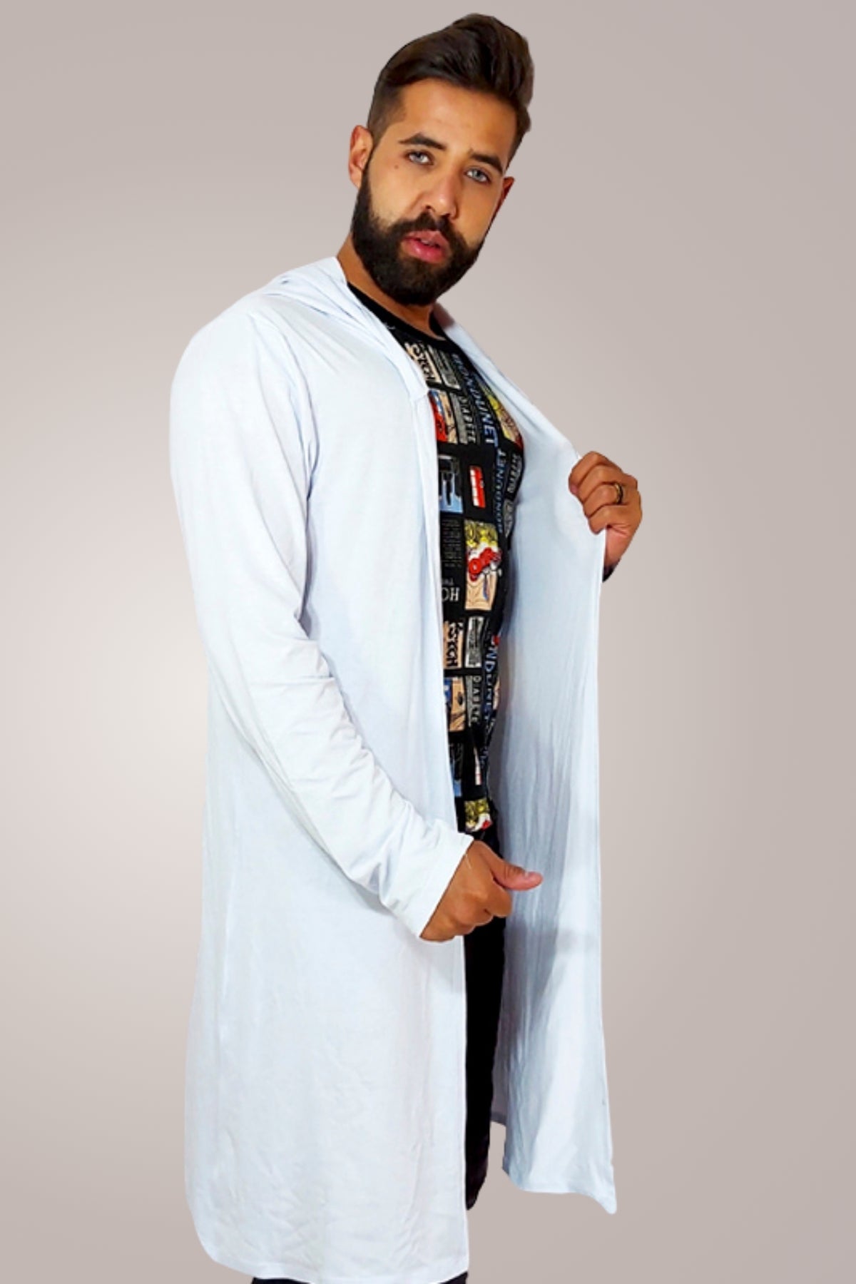 Cardigan Masculino em Viscolycra Branco