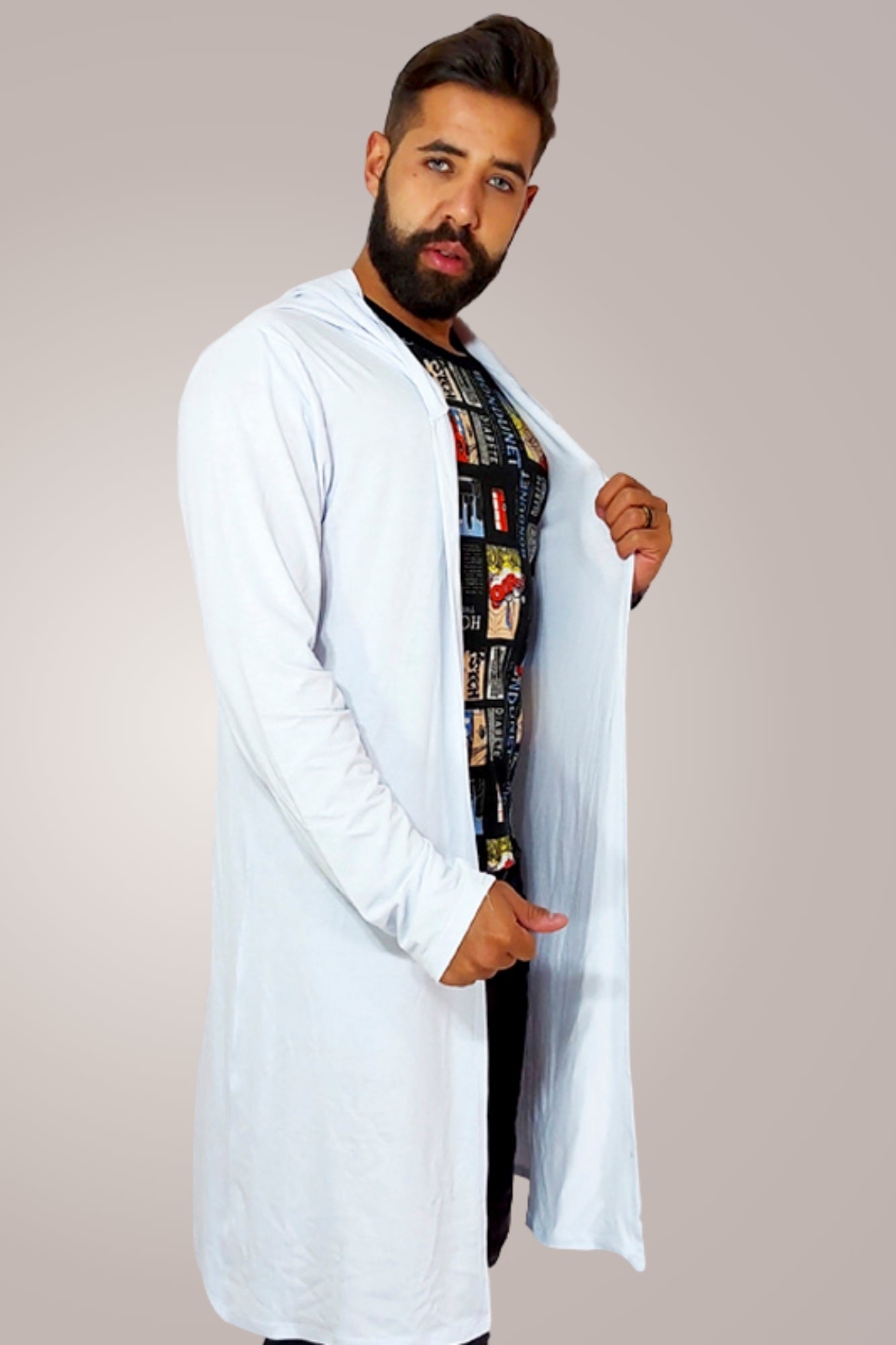 Cardigan Masculino em Viscolycra Branco