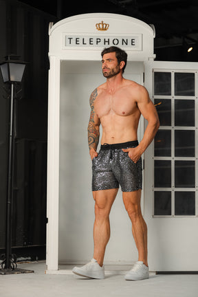 Short Masculino em Paetê Cós Franzido