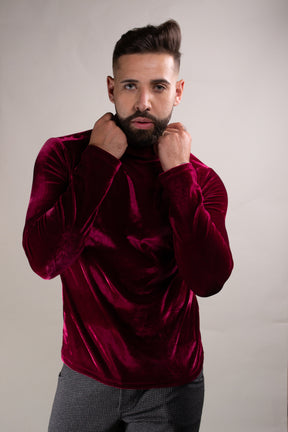 Blusa Masculina Cacharrel em Veludo Bordô