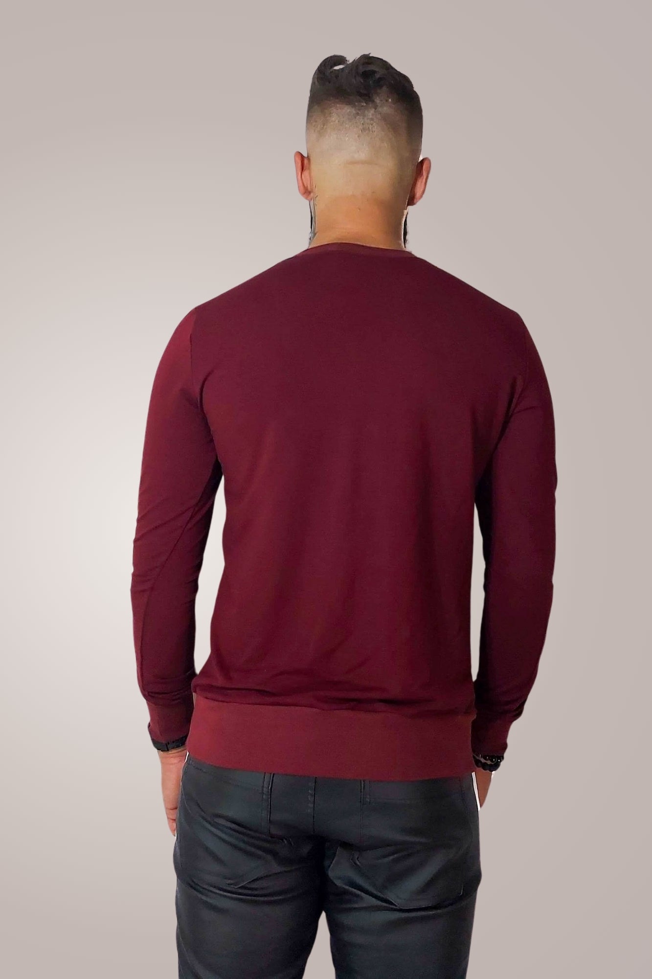 Blusa Masculina de Moletinho Gola Careca Básico Bordô