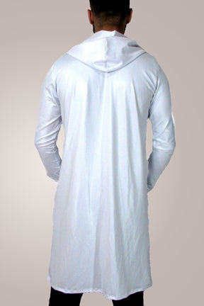 Cardigan Masculino Longline em Cirrê Branco