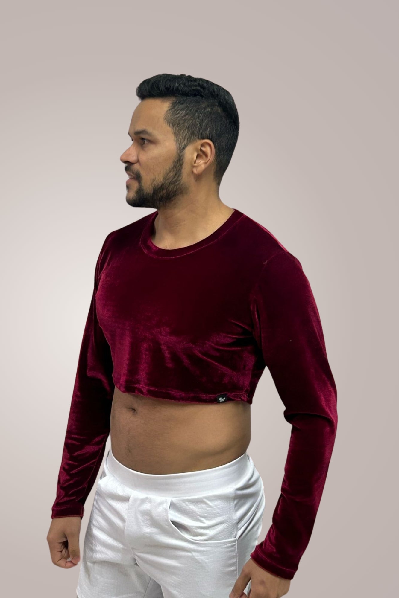 Cropped Masculino Manga Longa em Veludo