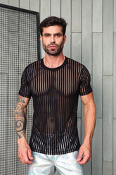 Camiseta em Devorê Listrado