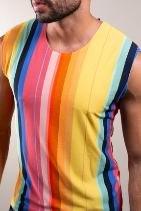 Regata Masculina em Malha Listrada Pride