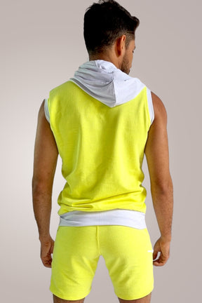 Conjunto Masculino Colete e Short em Moletinho Amarelo