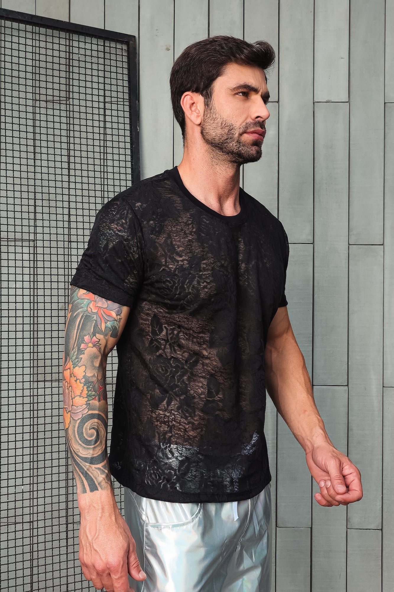 Camiseta em Malha Devore Resinada