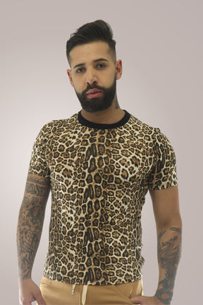 Camiseta Masculina Manga Curta Estampa Onça