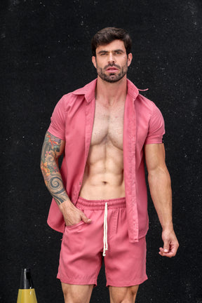 Conjunto Masculino Camisa e Short em Microfibra