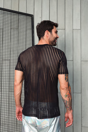 Camiseta em Devorê Listrado