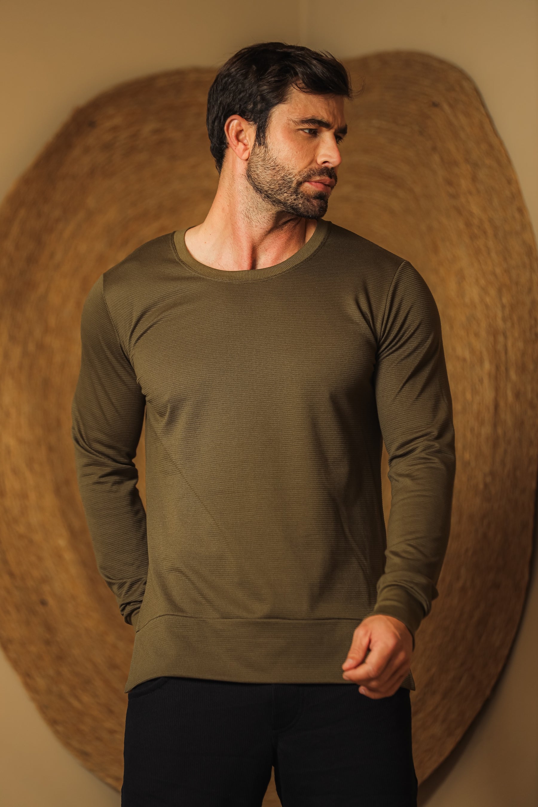 Camiseta Masculina Manga Longa Moletinho Malha