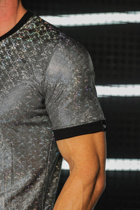 Camiseta Masculina Malha Holográfica Colorida