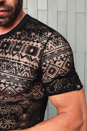 Camiseta Masculina em Devorê Floral