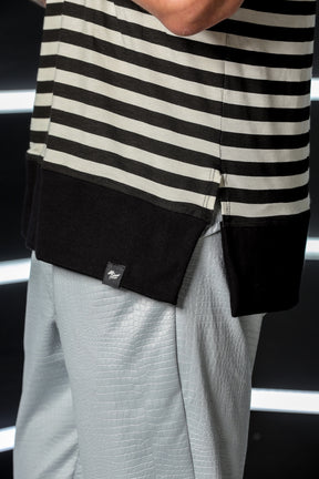 Regata Masculina Machão em Viscolycra Listrada Com Capuz