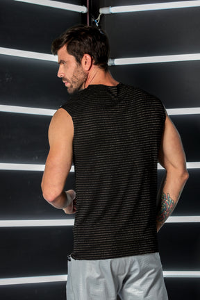 Regata Masculina em Moletinho Listra Dourada