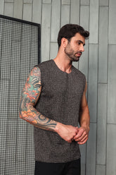 Regata Machão Malha Canelada Fio Dourado