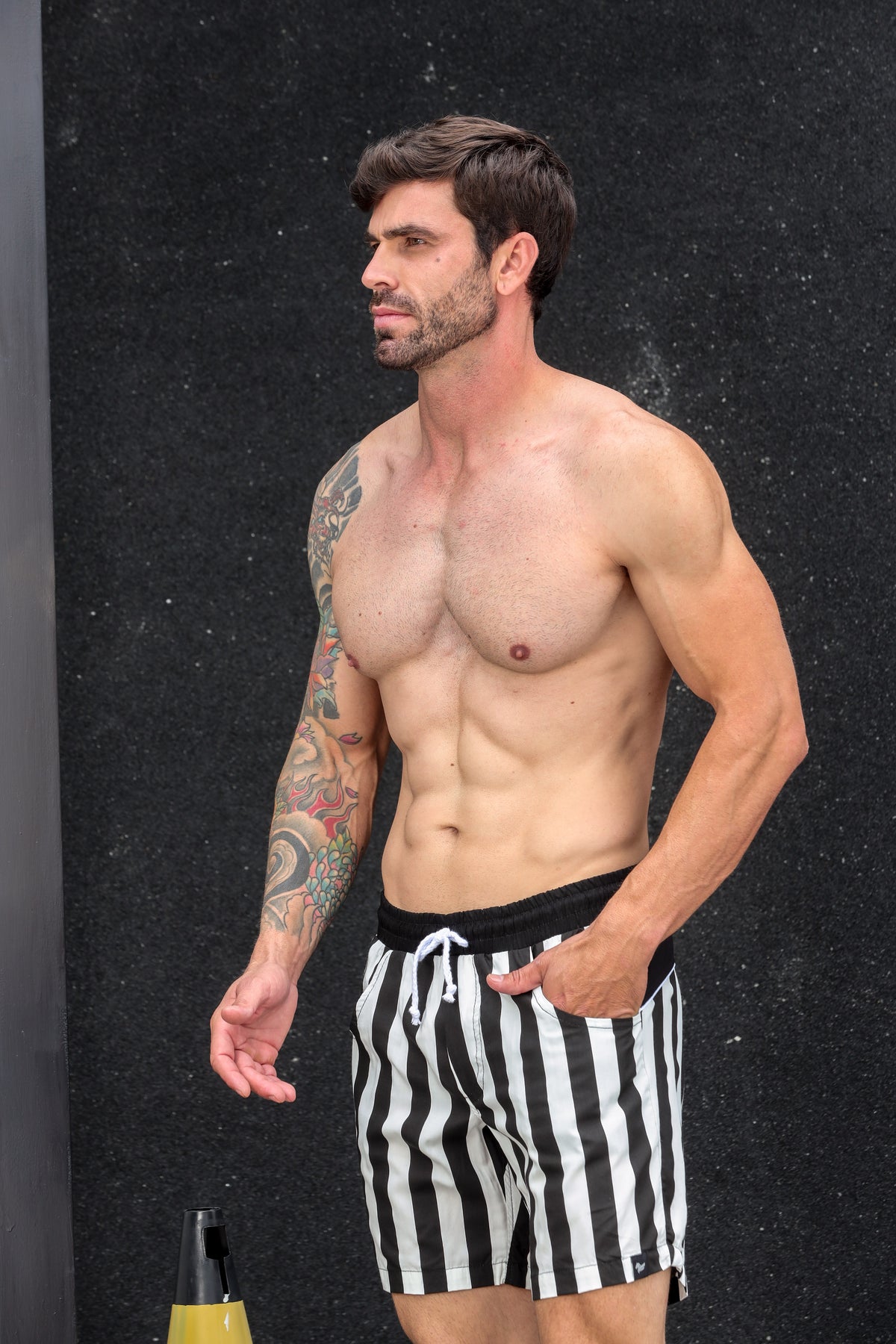 Short Masculino em Tricoline Listra Vertical