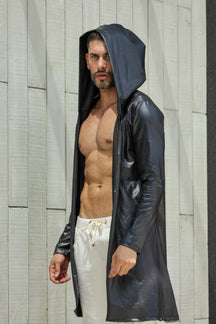 Cardigan Masculino em Cirrê Croco com Capuz