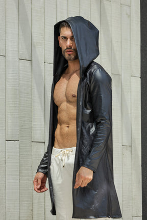 Cardigan Masculino em Cirrê Croco com Capuz