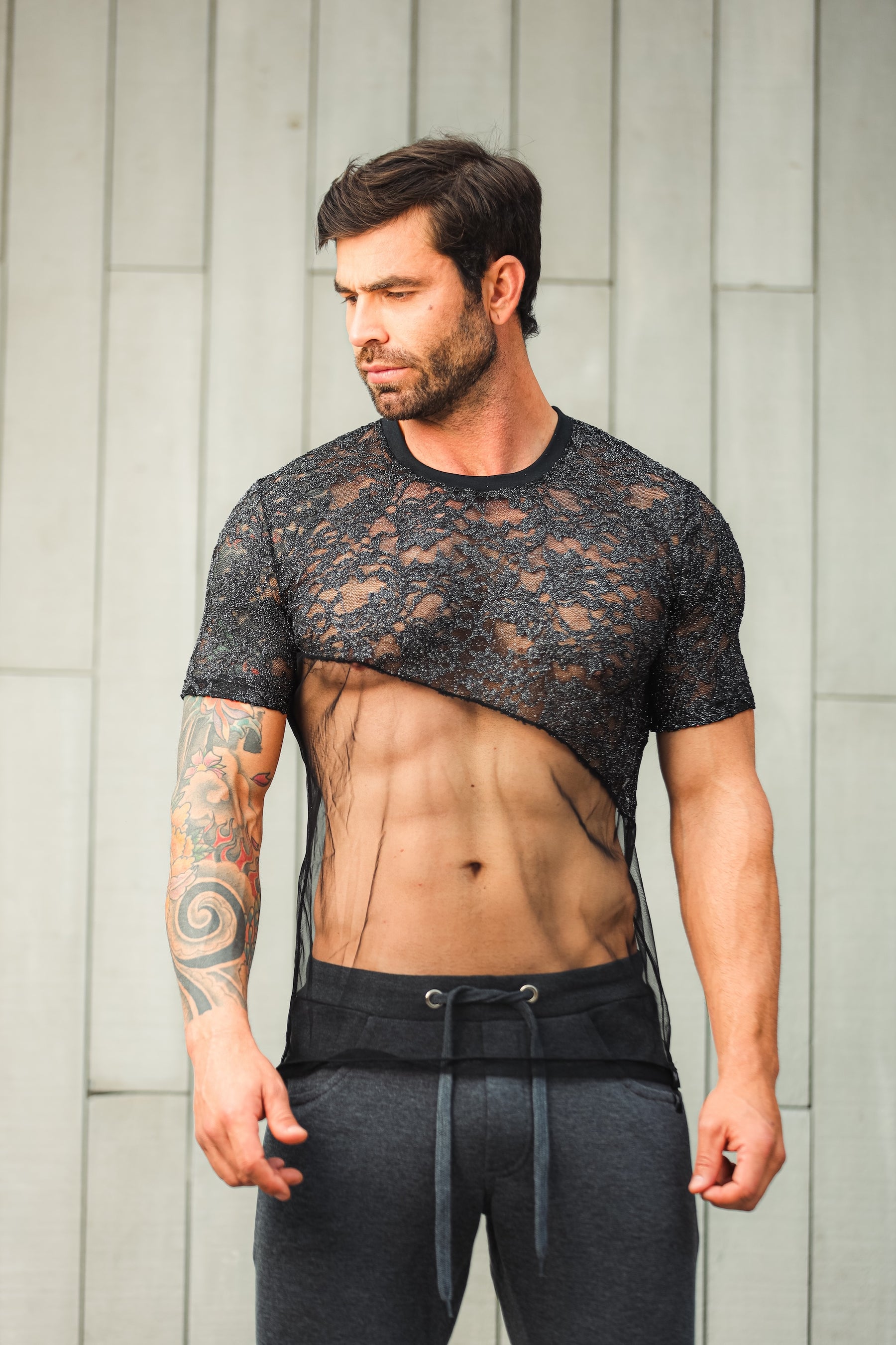 Camiseta Tule com Renda Glitterizada