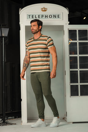 Camiseta Masculina Listras Pastel