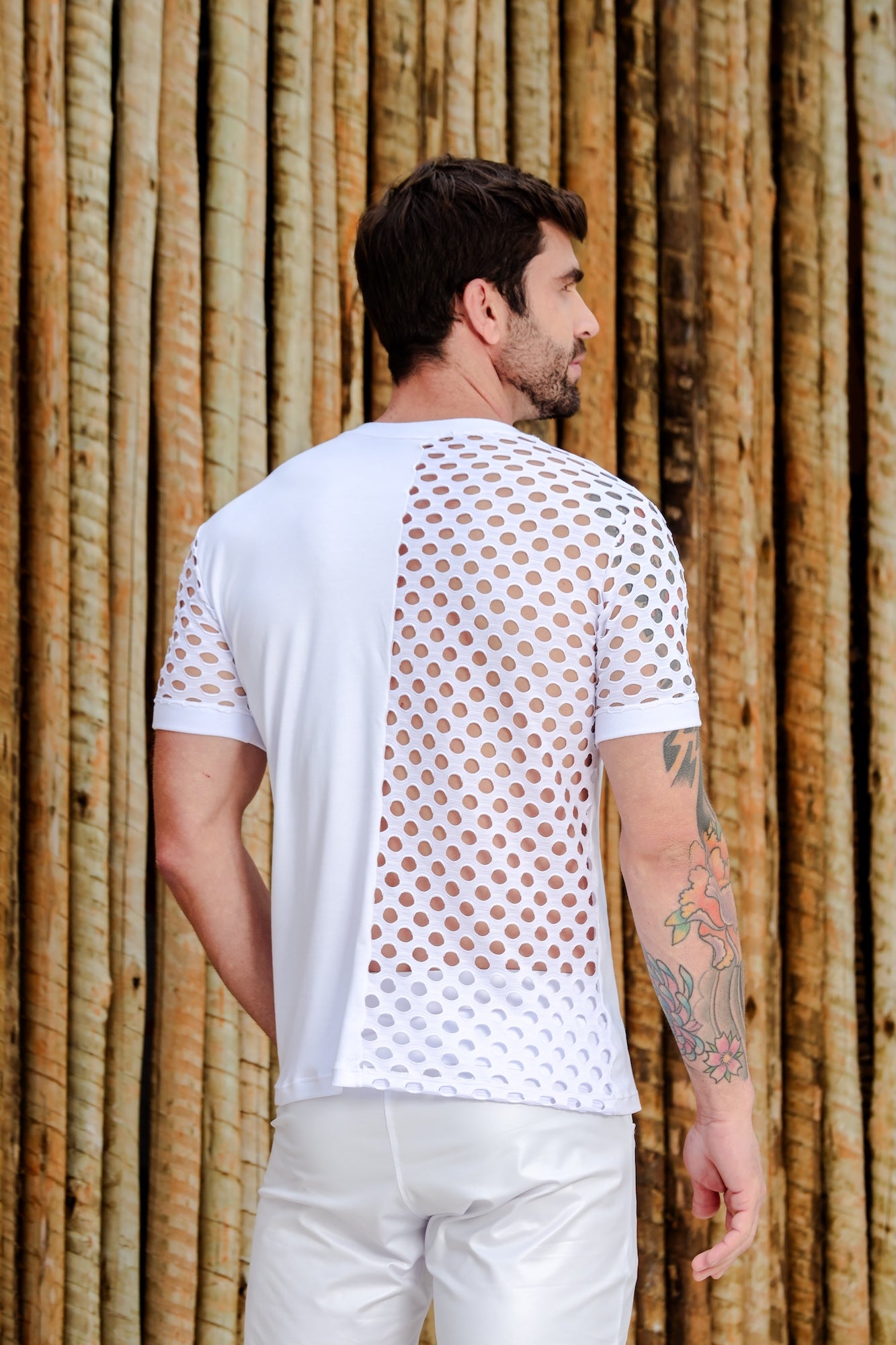 Camiseta Maculina Arrastão Metade Viscolycra