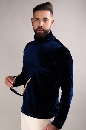 Blusa Masculina Cacharrel em Veludo Azul
