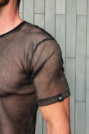 Camiseta Masculina Malha Devore Resinada