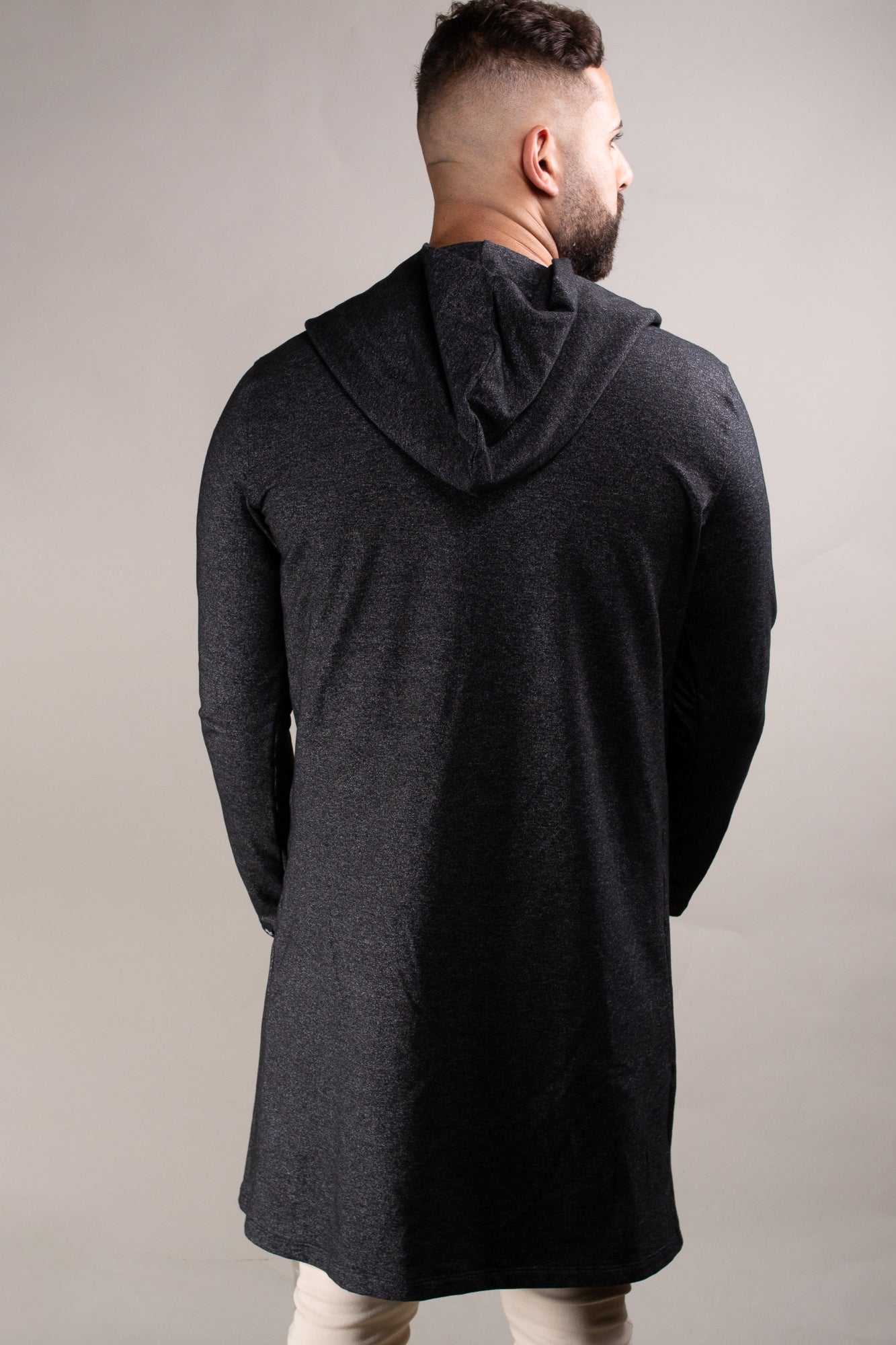 Cardigan Masculino Moletinho Mescla Cinza Com Capuz
