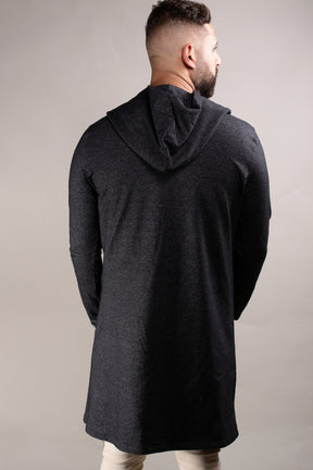 Cardigan Masculino Moletinho Mescla Cinza Com Capuz